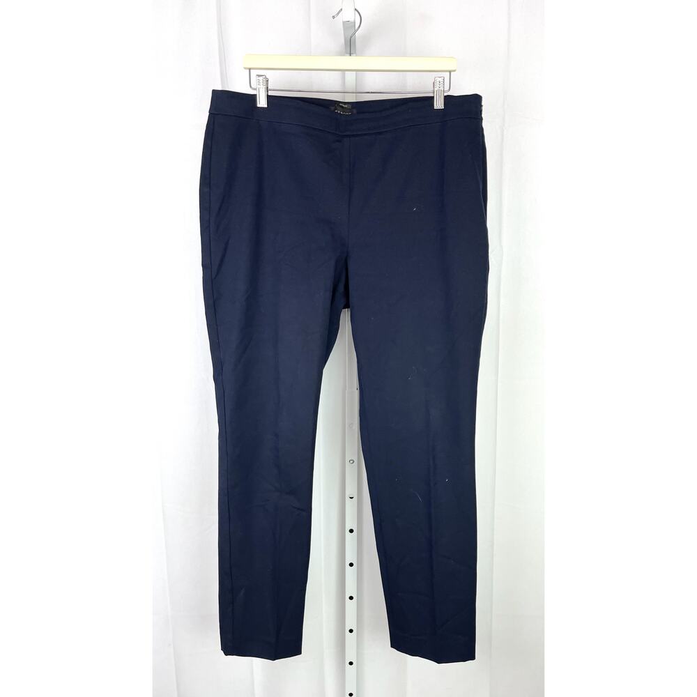TALBOTS Size 16 Flat Front Side Zip Chatham Pants Stretch Cotton Blend Navy Blue - Picture 9 of 9